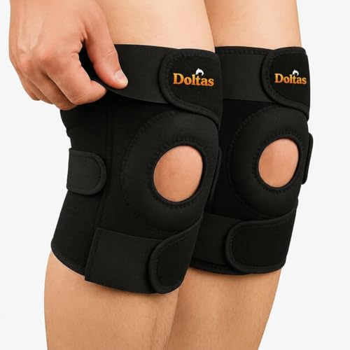 DOLTAS Knee Brace Pair – Compression Knee Cap for Men Pain Relief & Women – Knee Support for Men Gym, Running, Arthritis, Joint Pain, Injury Recovery | (BLACK) - Image 1