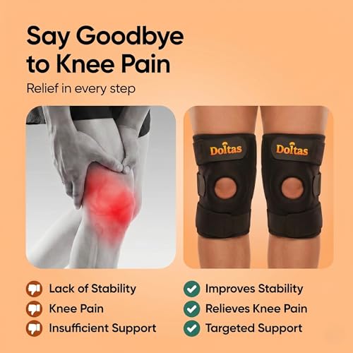 DOLTAS Knee Brace Pair – Compression Knee Cap for Men Pain Relief & Women – Knee Support for Men Gym, Running, Arthritis, Joint Pain, Injury Recovery | (BLACK) - Image 3