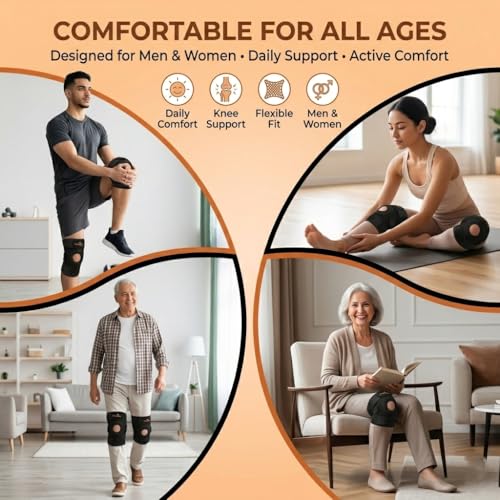 DOLTAS Knee Brace Pair – Compression Knee Cap for Men Pain Relief & Women – Knee Support for Men Gym, Running, Arthritis, Joint Pain, Injury Recovery | (BLACK) - Image 4