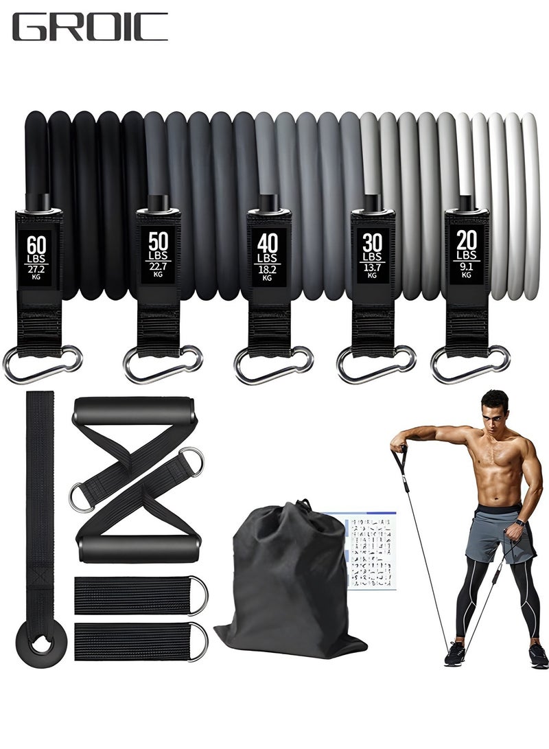 GROIC Resistance Bands, Exercise Bands with Handles, Fitness Bands, for Heavy Resistance Training, Physical Therapy, Shape Body, Yoga, Home Workout Set,Resistance Bands for Working Out(200lbs) - Image 1