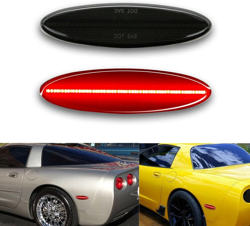 znakeauto 2X Smoked Lens LED Rear Fender Red Side Marker Light for Chevrolet Corvette C5 Z06 (1997-2004) - Image 1