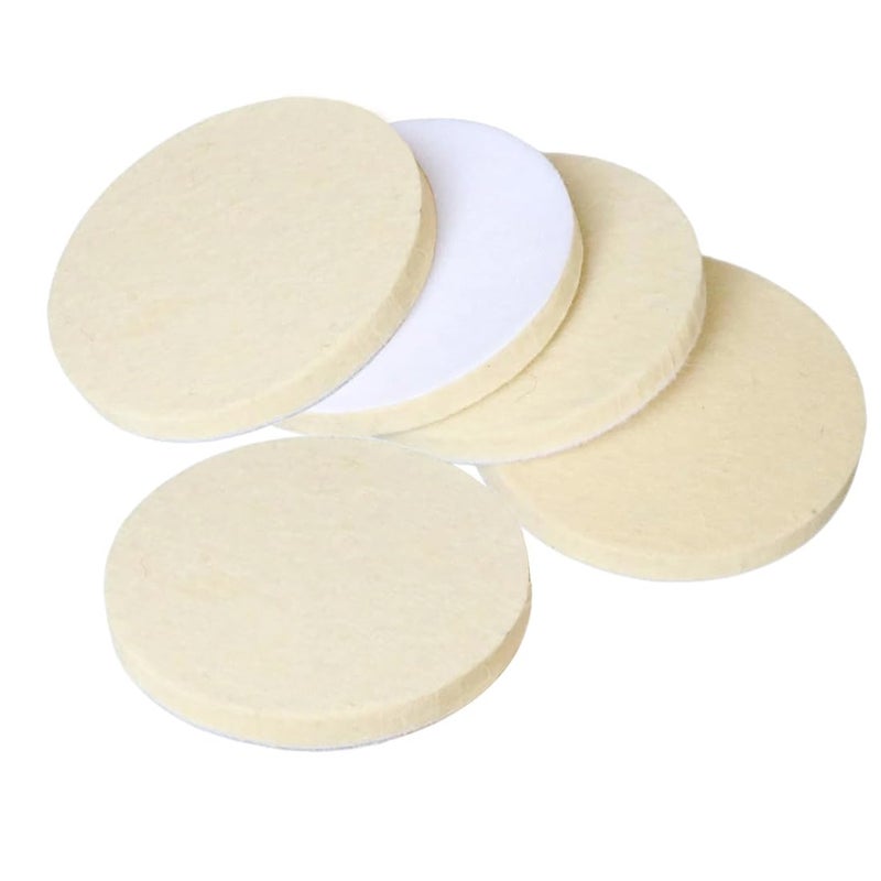 JUNLIXN 5pcs 4 Inch Wool Felt Polishing Pads, Wool Polishing Pad Buffing Wheels Flocking Hook & Loop Back for Random Orbital Sander Liquid tight joint - Image 1