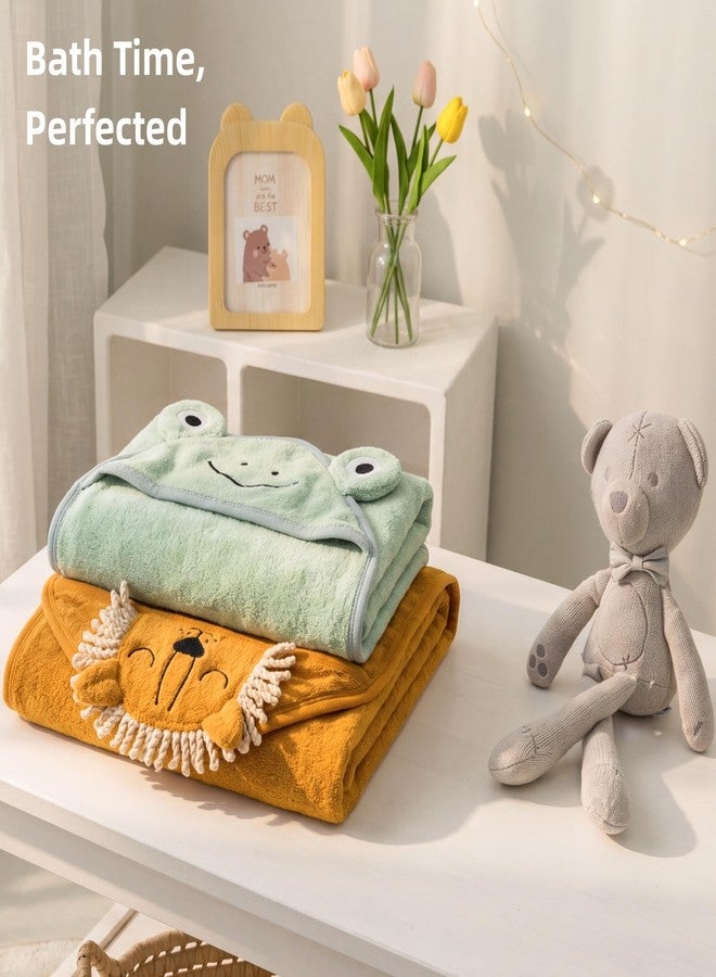 SEVDO 2 Pack Hooded Baby Towels, 100% Cotton, 35"x35" Hooded Towels - Image 3