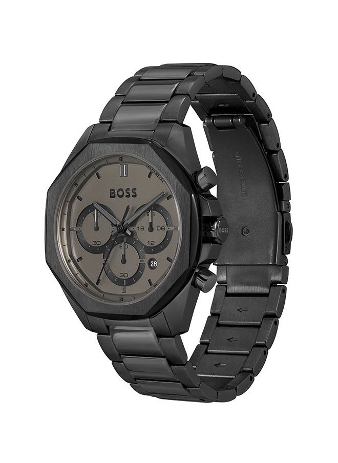 HUGO BOSS - Men Chronograph Round Shape Stainless Steel Wrist Watch 44 mm - Image 1