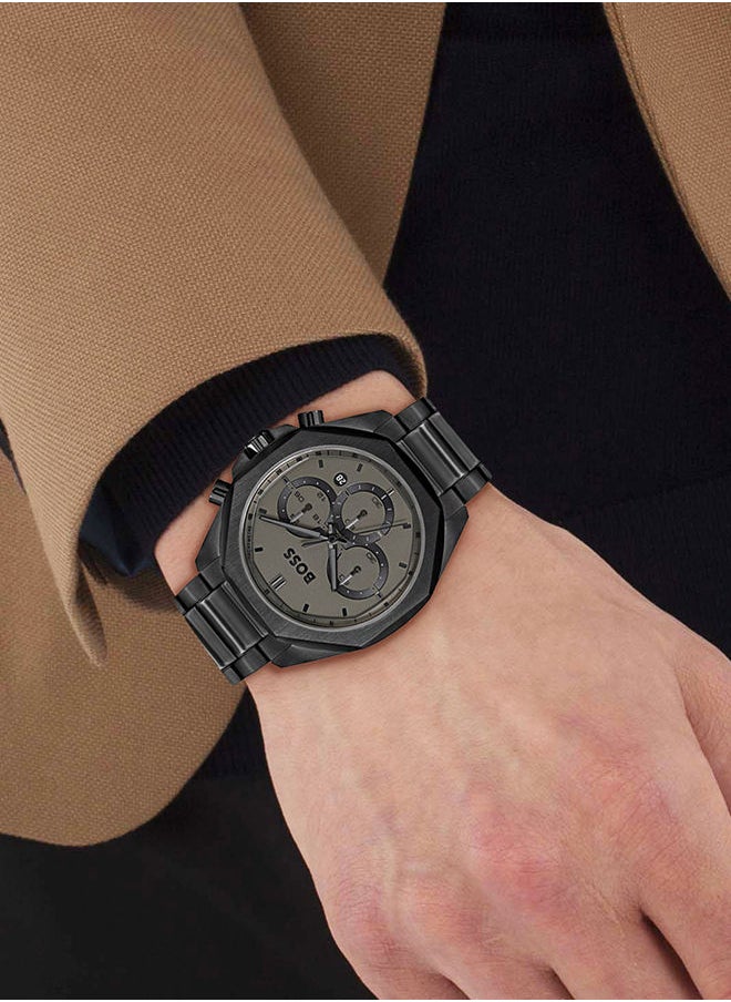 HUGO BOSS - Men Chronograph Round Shape Stainless Steel Wrist Watch 44 mm - Image 1