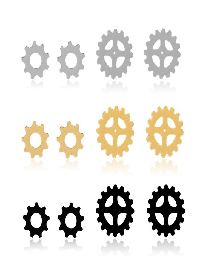 مجموعة أقراط RLHRNDE المكونة من 6 أزواج بتصميم ستيمبانك للرجال والنساء، أقراط قوطية مخصصة لأدوات السيارات الكهربائية، أقراط ميكانيكية، أقراط مرصعة، مجوهرات هدايا لحفلات الهالوين التنكرية (معدات) - Image 1