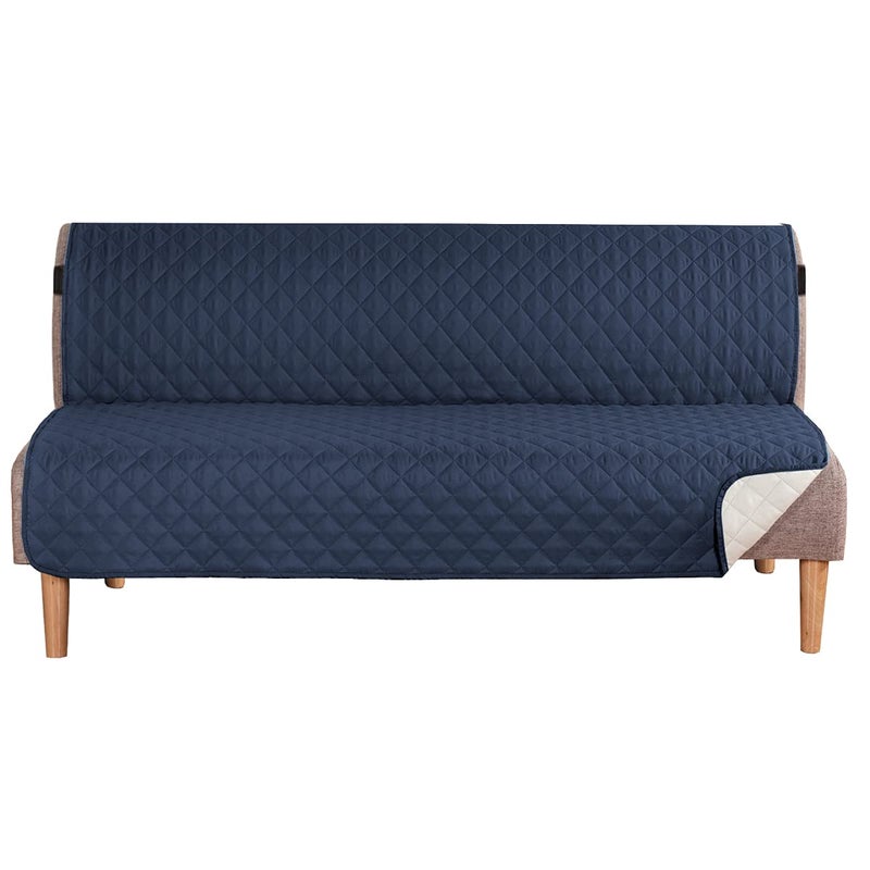 H.VERSAILTEX HVERSAILTEX Reversible Futon Cover Water Repellent Armless Sofa Slipcover Washable Furniture Protector with Adjustable Elastic Strap AntiSlip Futon Bed Cover for Dogs 70 Width SeatNavyBeige 