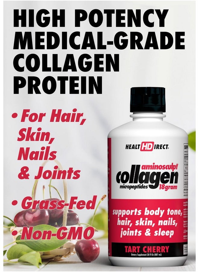 Health Direct - HEALTH DIRECT AminoSculpt Sugar-Free Collagen Supplement - High Potency Medical-Grade Protein for Hair, Skin, Nails & Joints, Grass-Fed, Non-GMO, Liquid Collagen - Tart Cherry - 30 Fl Oz - Image 1