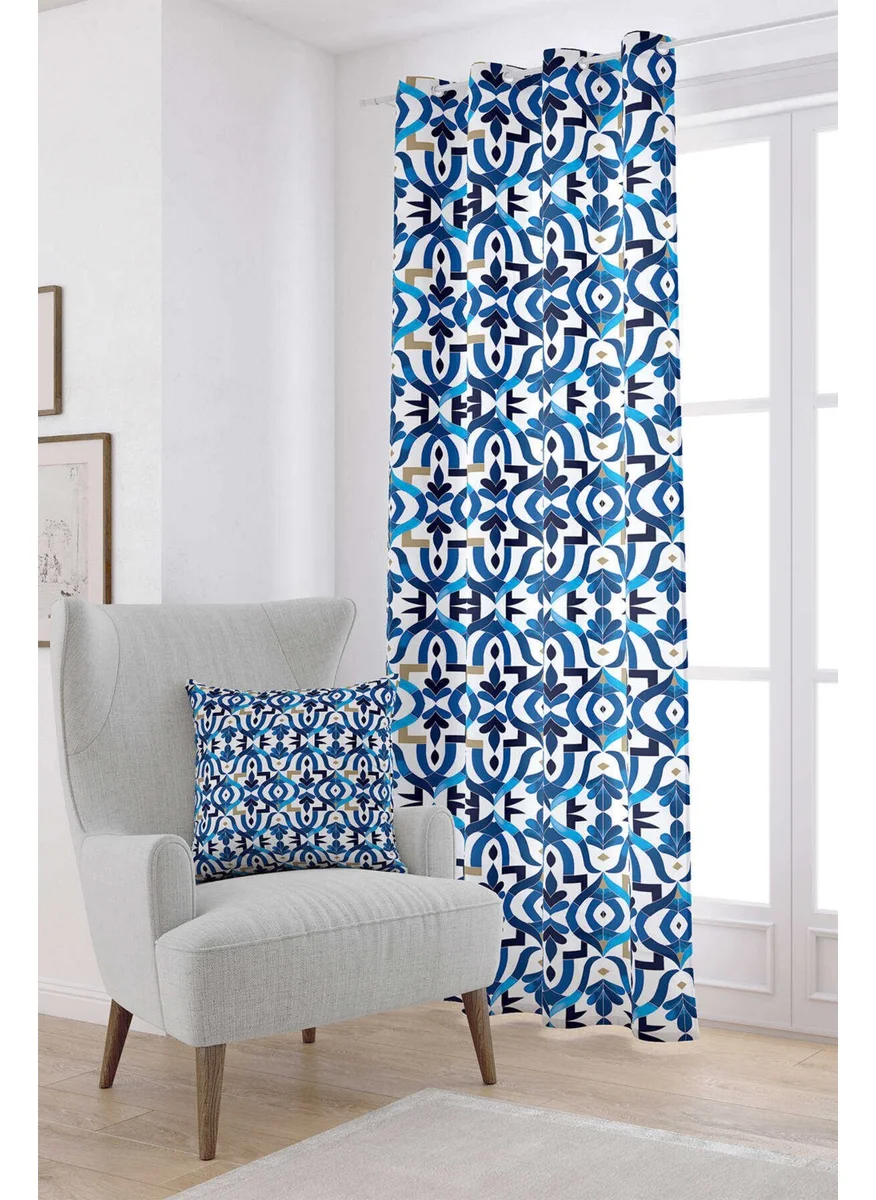 Cango Home Blue Decorative Digital Printed Curtain CGH507-PR