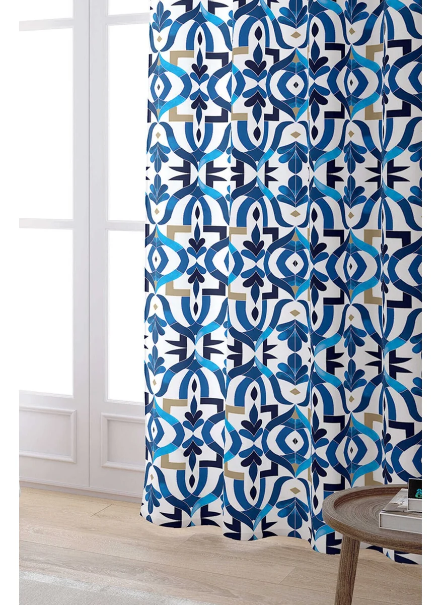 Cango Home Blue Decorative Digital Printed Curtain CGH507-PR