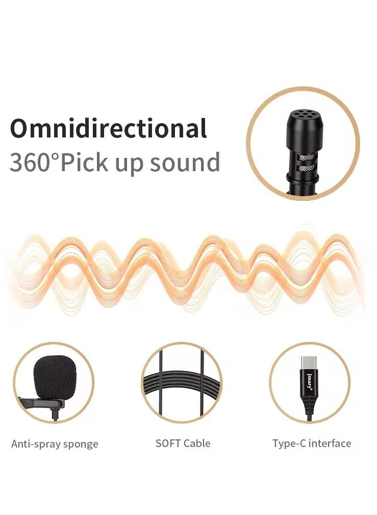 Jmary MCR2 Professional Type C Interface lapel mic 3.5mm micro type Mic Mobile Phone PC voice lavalier microphone - Image 3