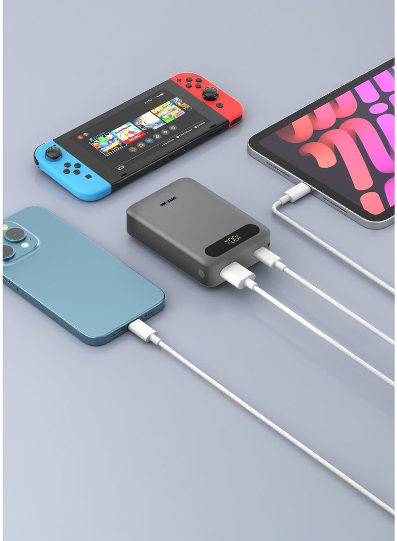 GREEN LION Zuno Power Bank 20000mAh PD 20W whit Lanyard Strap & Digital Display / Flight Approved / Powerbank Compact Design / Multiple Protection - Grey - Image 3