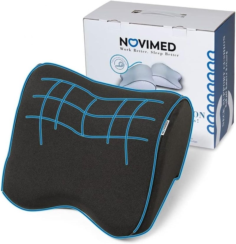 NOVIMED Car Neck Pillow - Headrest for Office and Gaming Chair - Soft Memory Foam Orthopedic Cushion - Chair Attachment for Neck Support - Ideal Head Neck Rest Pillow for Home Office and Driving - Image 1