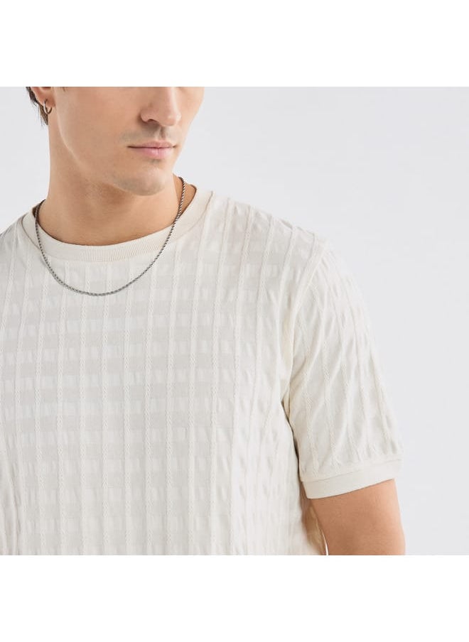 FAV Textured Crew Neck T-shirt with Short Sleeves  - Image 4