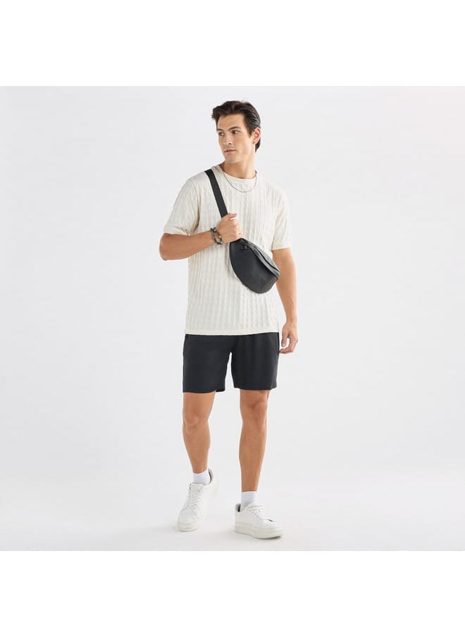 FAV Textured Crew Neck T-shirt with Short Sleeves  - Image 2