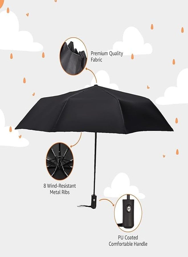 SEYROLIN 3-Fold Travel Umbrella - Auto Open/Close || Umbrella For All Gender || UV & Rain Protection || Big Size for Travel & Summer, Windproof & Dustproof (Black) - Image 5