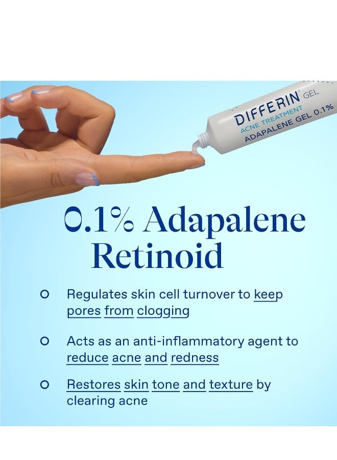 Differin Acne Treatment Gel, 30 Day Supply, Retinoid Treatment for Face with 0.1% Adapalene, Gentle Skin Care for Acne Prone Sensitive Skin, 15g Tube - Image 4