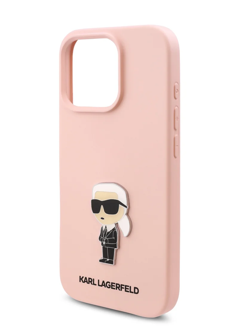 Karl Lagerfeld iPhone 16 Pro Max Case TPU Silicone with Ikonik Logo Hard Cover / Drop Protection Back Cover / Easy Snap On / Comfortable Grip - Pink