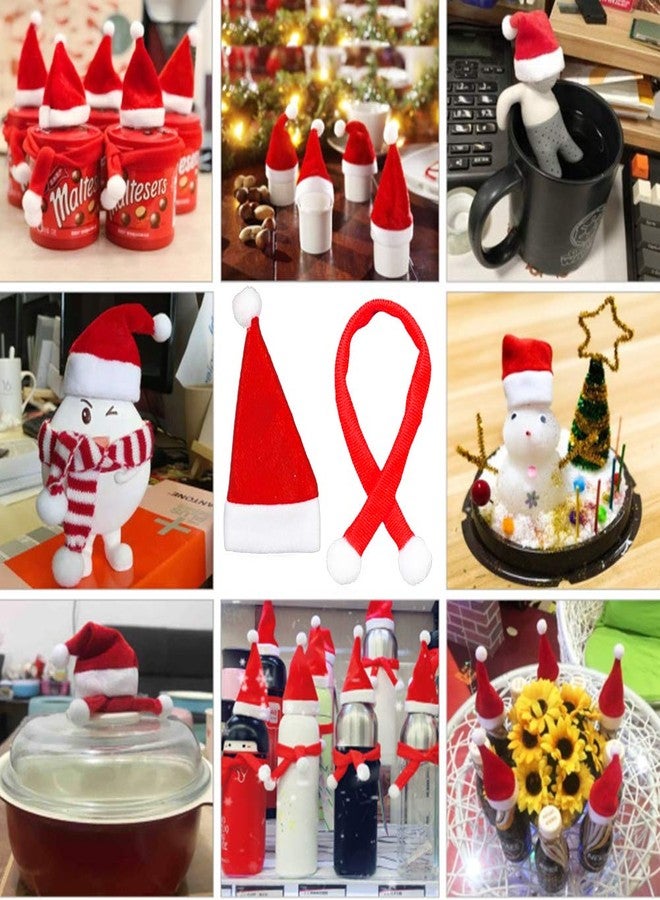 Jolbndcv 30PCS Christmas Santa Hats Silverware Holders Mini Santa Hat Cup Bottles Cover with Scarf for Christmas Xmas Table Dinnerware Candy Wine Bottle Holders - Image 3