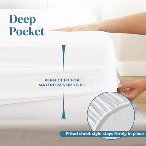 Micropuff Fitted Mattress Pad - Full XL Size (54" x 80") Mattress Pad - Soft and Comfortable Fitted Mattress Protector - Mattress Cover Stretches 12 to 15 Inches Deep - Easy to Wash - Image 3