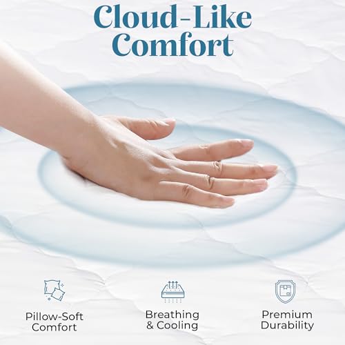 Micropuff Fitted Mattress Pad - Full XL Size (54" x 80") Mattress Pad - Soft and Comfortable Fitted Mattress Protector - Mattress Cover Stretches 12 to 15 Inches Deep - Easy to Wash - Image 4