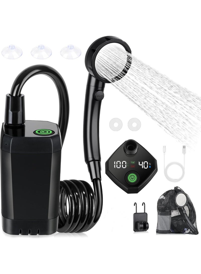COYO Portable Shower for Camping, [Long-Lasting] 6000mAh Rechargeable Camping Shower with Intelligent LED Display, 4 Spray Modes, IPX7 Waterproof Outdoor Camp Pump for Hiking, Travel, Car, Pet - Image 1