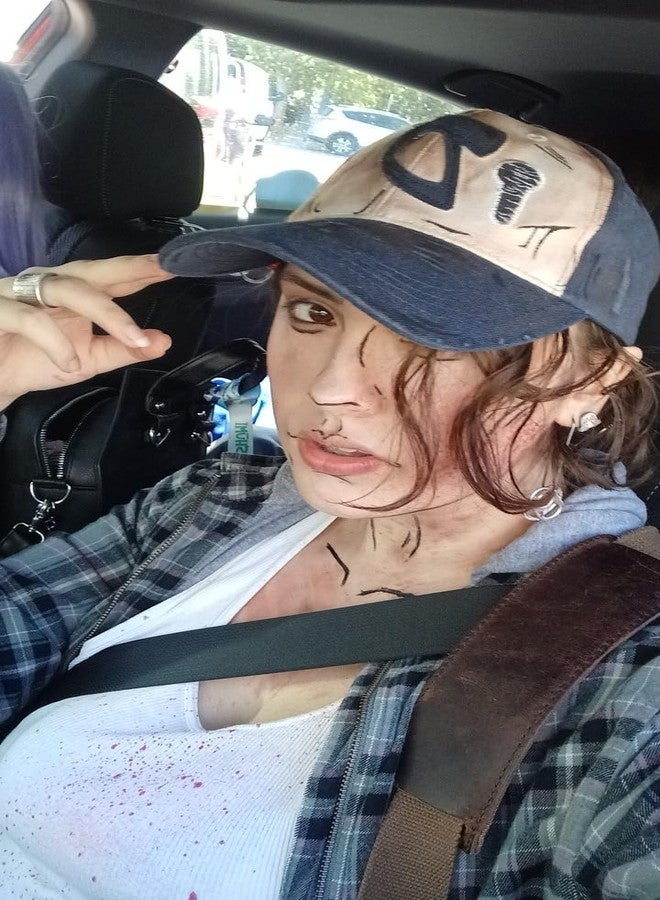 costumebase Clementine D Trucker Cap Weathered Baseball Aged Cap Hat Headgear Walking Dead Blue - Image 4