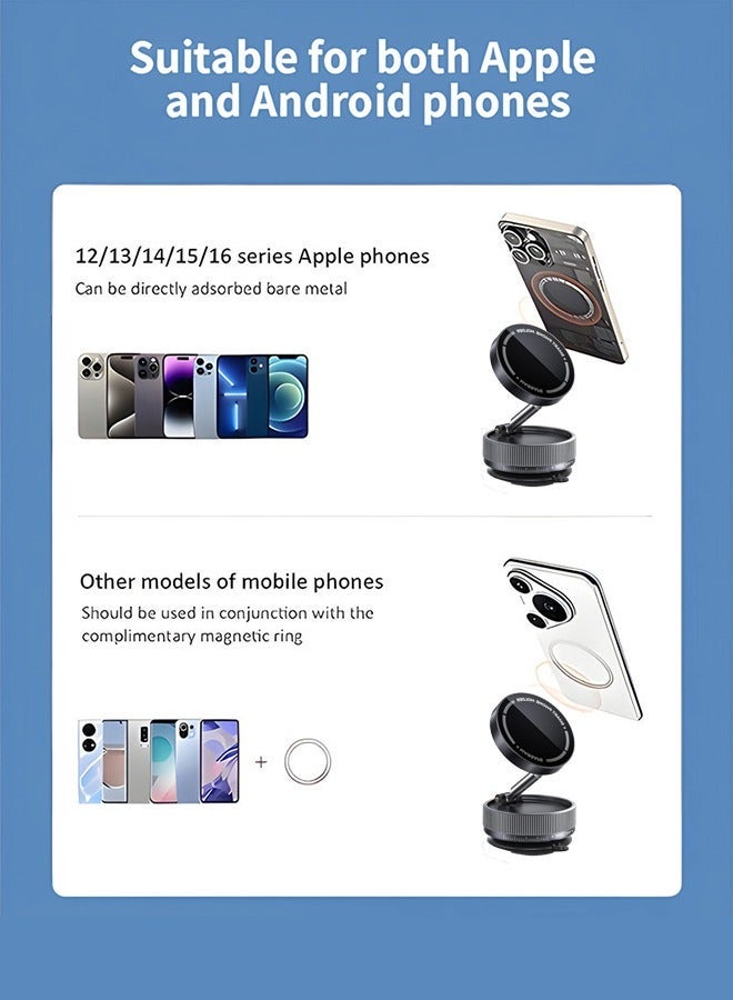 Magnetic Car Phone Holder, 360° Adjustable, Zinc Alloy Vacuum Strong Suction Cup, Suitable for Car, Travel and Gym, Glass, with Four Installation Tools - Image 5