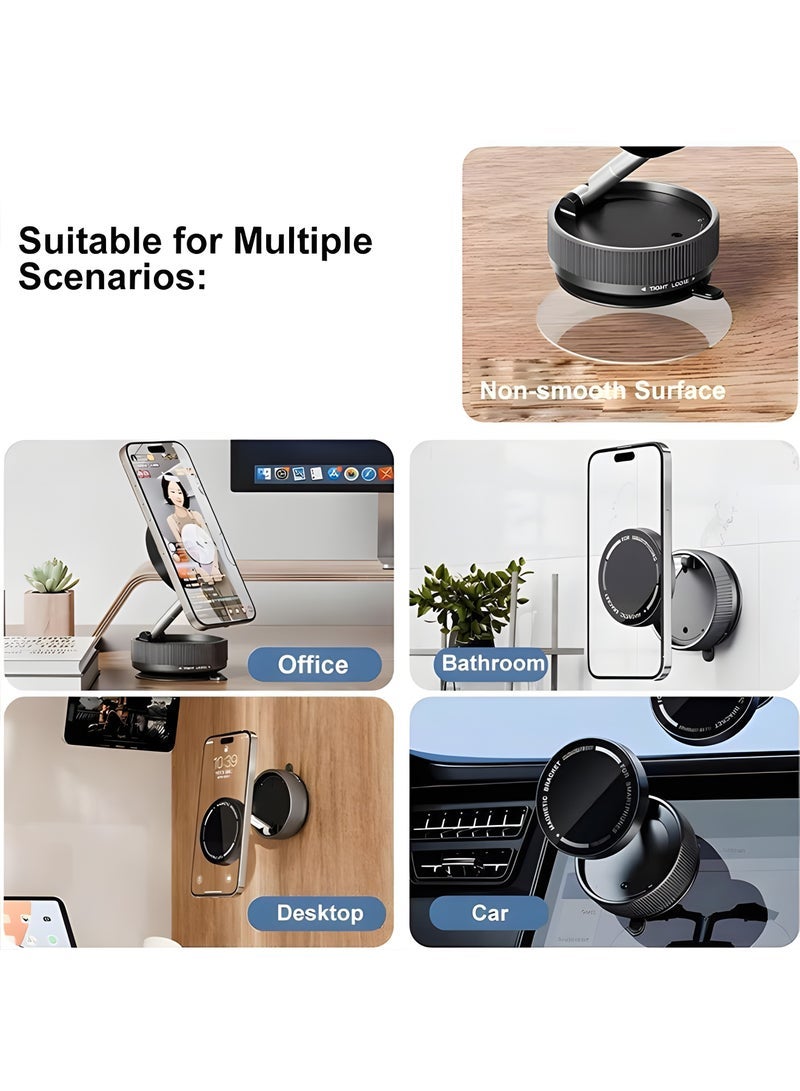 Magnetic Car Phone Holder, 360° Adjustable, Zinc Alloy Vacuum Strong Suction Cup, Suitable for Car, Travel and Gym, Glass, with Four Installation Tools - Image 4