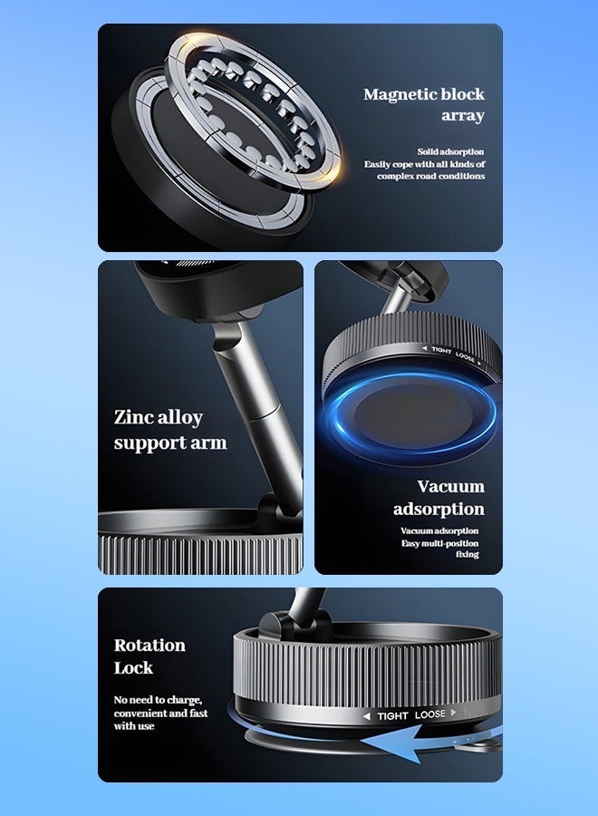 Magnetic Car Phone Holder, 360° Adjustable, Zinc Alloy Vacuum Strong Suction Cup, Suitable for Car, Travel and Gym, Glass, with Four Installation Tools - Image 3
