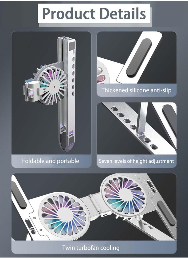 Generic Laptop Stand with Cooling Fans – Adjustable Height, Foldable Design for 10-17 Inch Laptops, Silver  - Image 4