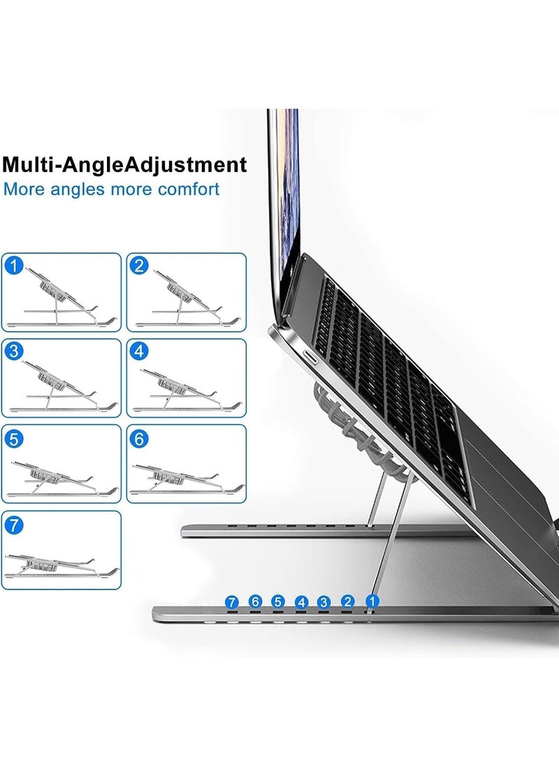 Generic Laptop Stand with Cooling Fans – Adjustable Height, Foldable Design for 10-17 Inch Laptops, Silver  - Image 3