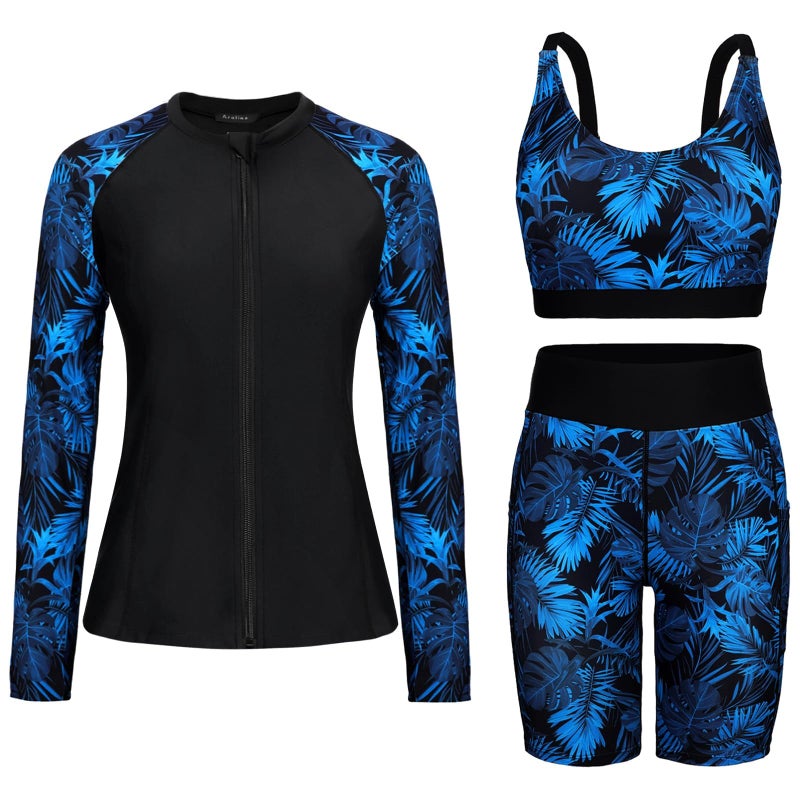 Arolina Womens Rash Guard Long Sleeve Swim Shirts Swimsuit 2025 Bathing Suit with Swim Tops Black S - Image 2