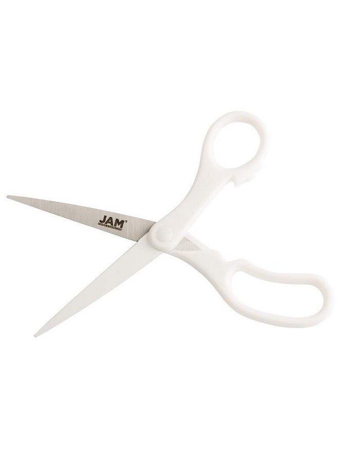 JAM Paper Multi-Purpose Precision Scissors - 8 Inch - White - Ergonomic Handle & Stainless Steel Blades - Sold Individually  - Image 3