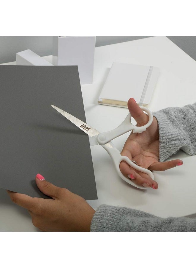 JAM Paper Multi-Purpose Precision Scissors - 8 Inch - White - Ergonomic Handle & Stainless Steel Blades - Sold Individually  - Image 5