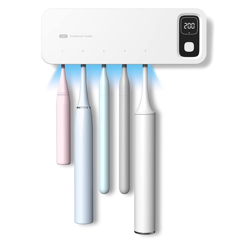 StarWin UV Toothbrush Dryer Holder, Fan Drying and Timer Function, Rechargeable Tooth Brush Holder Wall-Mounted for Bathroom, No Drilling, 5 Slots - Image 1