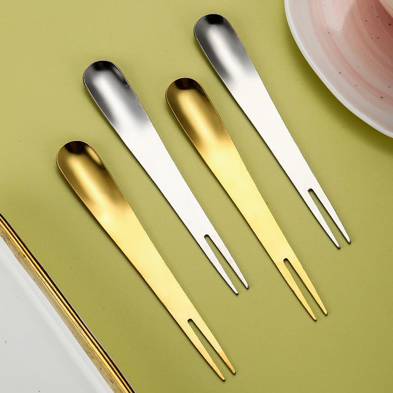 12 Piece Silver Flatware Set Stainless Steel Forks And Spoons For Dessert Cake Salad - Image 4