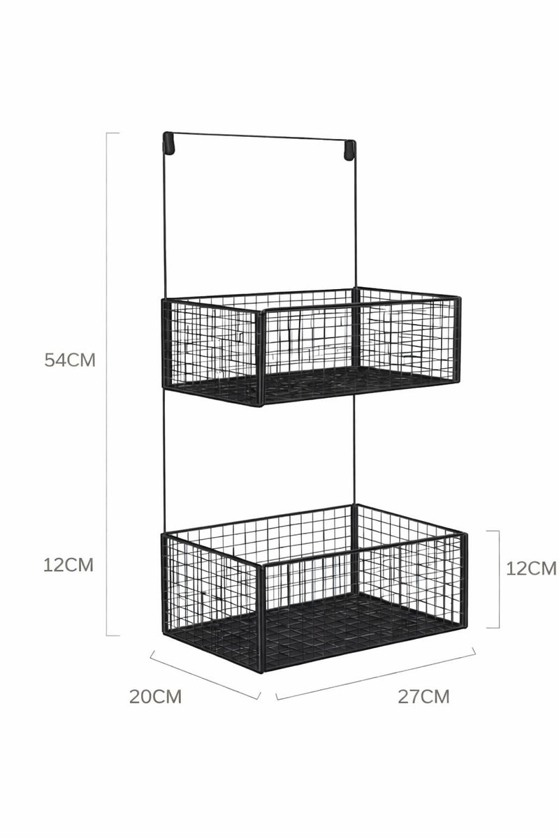 Indian Decor. 2856 Wall Hanging Storage Basket/Nordic Simple Bathroom Rack, Multi-Colour - Black (Size : 27Ã20Ã54Cm) - Metal, Rectangular - Image 2