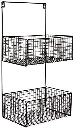 Indian Decor. 2856 Wall Hanging Storage Basket/Nordic Simple Bathroom Rack, Multi-Colour - Black (Size : 27Ã20Ã54Cm) - Metal, Rectangular - Image 1