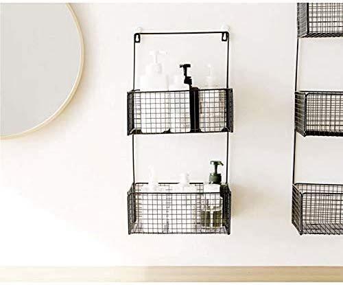 Indian Decor. 2856 Wall Hanging Storage Basket/Nordic Simple Bathroom Rack, Multi-Colour - Black (Size : 27Ã20Ã54Cm) - Metal, Rectangular - Image 3