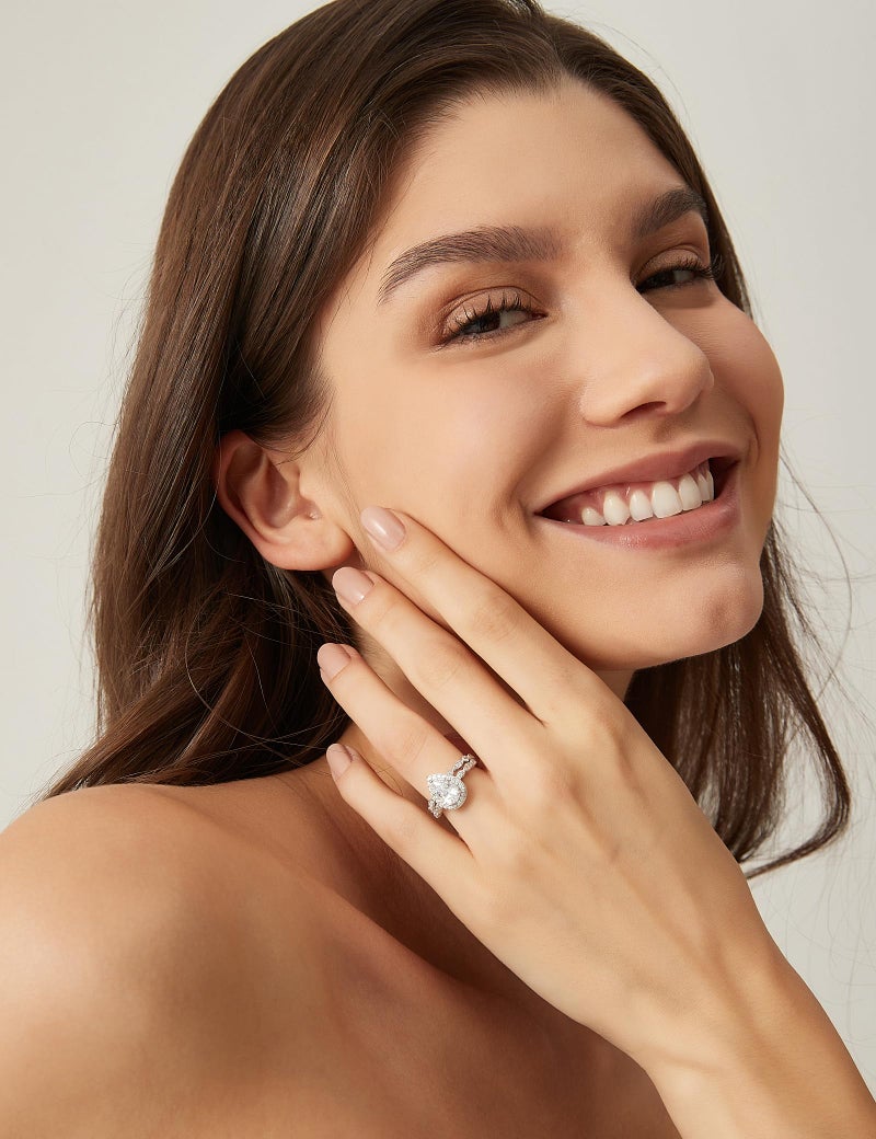 EAMTI 1.25CT 925 Sterling Silver Bridal Ring Sets Teardrop CZ Engagement Vintage Pear Promise Rings Marquise Wedding Bands for Women Size 11 - Image 5