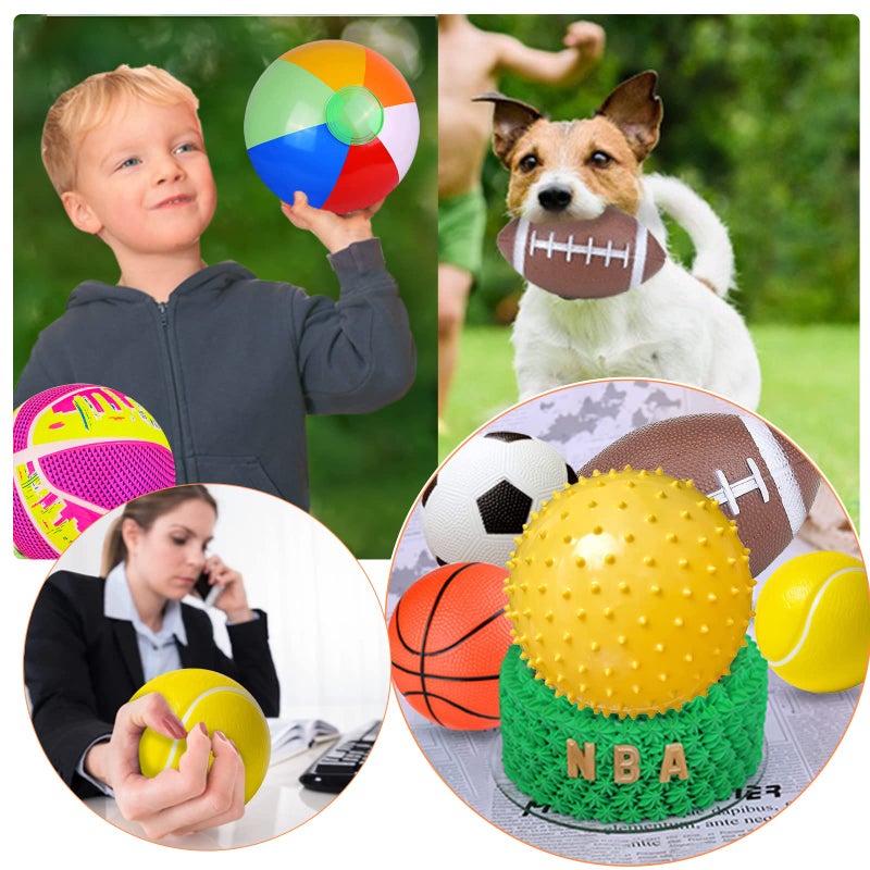 Ynanimery Balls for Toddlers 1-3, Toy Balls for Kids, Set of 8 Sport Toys with Pump/Beach Balls/Soccer/Basketball/Tennis/Football/Massage Balls/Rugby/Playground Ball for Indoor Outdoor Party Games - Image 2