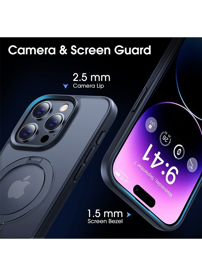Generic - Compatible with iPhone 15 Pro Case with Invisible Magnetic O-Ring Stand  Translucent Case for iPhone 15 Pro 6.1" [Compatible with Mag-Safe][Great Grip Feeling], Black - Image 1