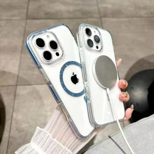VONZEE حافظة خاتم بريق VONZEE® لهاتف iPhone 17e/iPhone 16e | متوافقة مع MagSafe | غطاء هاتف شفاف لامع بلمسة براقة للفتيات والنساء (وردي) - Image 5
