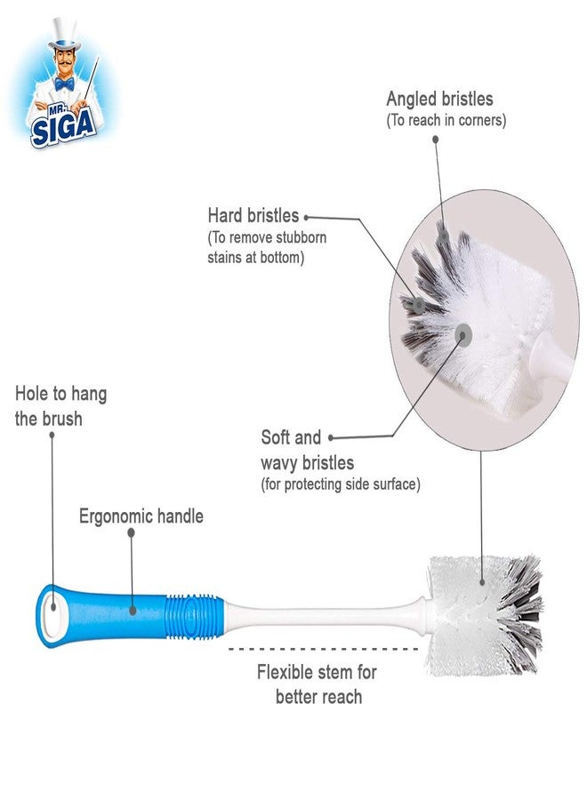 Mr Siga MR. SIGA Long Handle Plastic Bottle Cleaning Brush (Blue) - Image 3