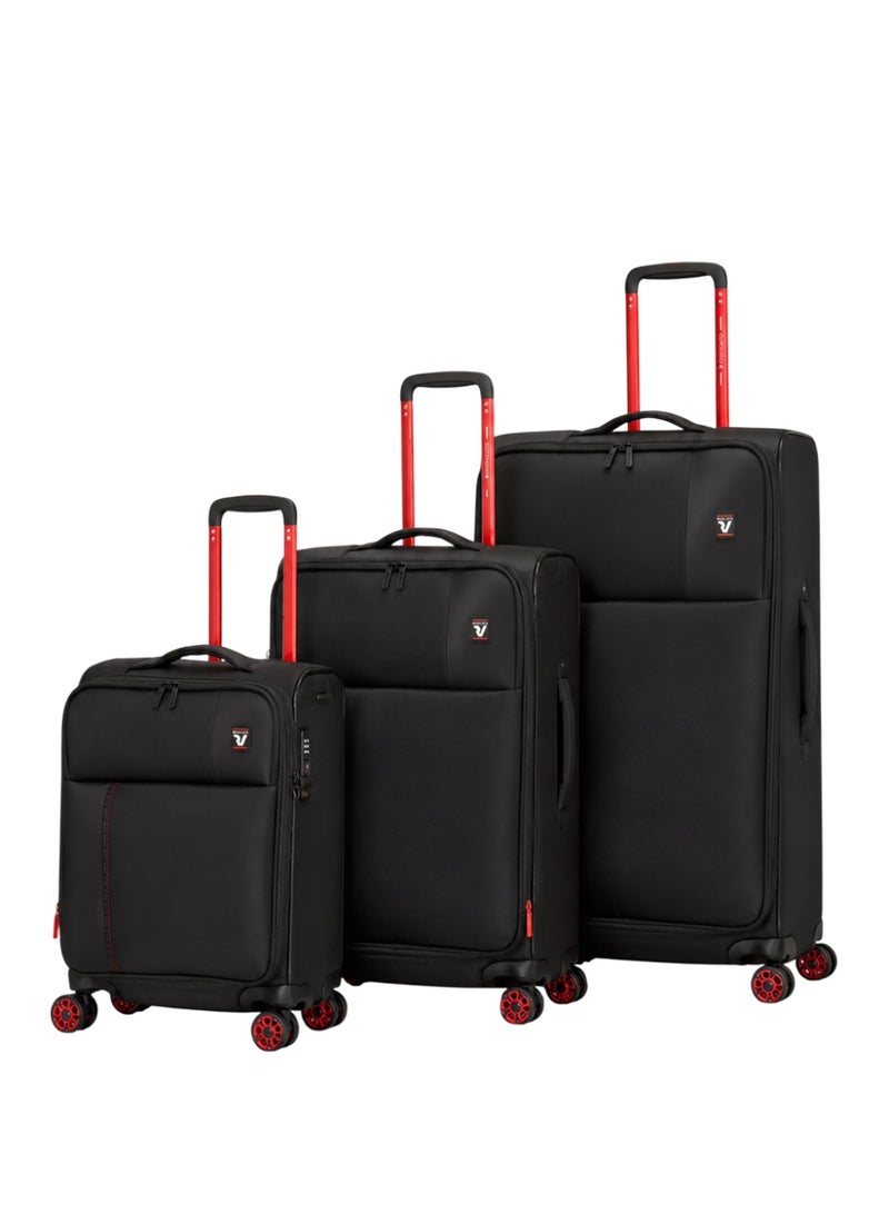 Roncato Fabric Trolley 3 Piece Luggage Set 415350-3P Expandable Soft Suitcase Set with TSA Lock & 4 Double Spinner Wheels - Image 1