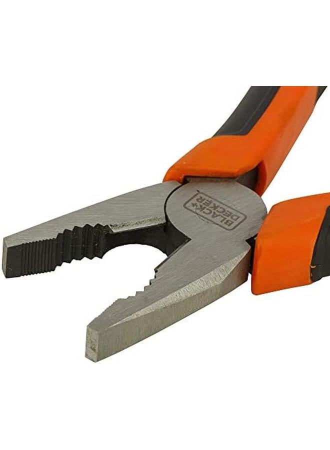 BLACK+DECKER 180Mm Bi Material Steel Combination Pliers With Rubber Grip For Gripping Twisting Bending And Cutting Wire Cable Orange Black Bdht81588 2 Years Warranty - Image 4