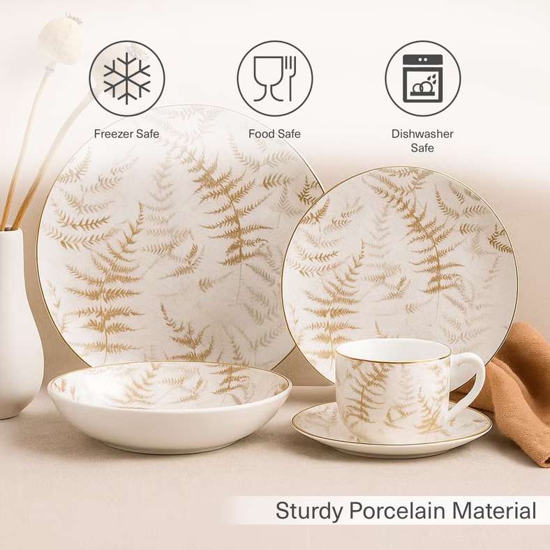 Pan Home طقم عشاء من 30 قطعة - أبيض وبني