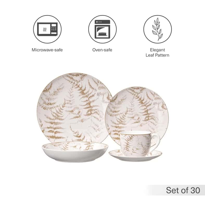 Pan Home طقم عشاء من 30 قطعة - أبيض وبني - Image 2