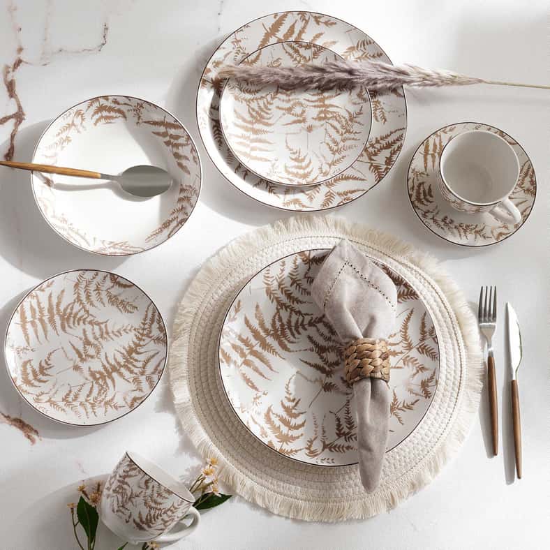 Pan Home طقم عشاء من 30 قطعة - أبيض وبني - Image 4